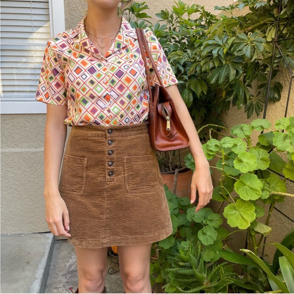 Vintage light brown Lost+Wander mini high waisted corduroy skirt